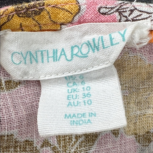 Cynthia Rowley Floral Pink Linen Blend A-line Dress w/ pockets size 6 - Picture 8 of 9